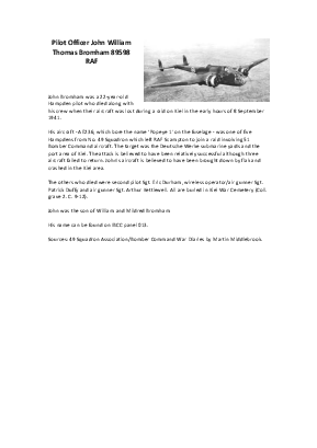 A preview of a PDF biography for Bromham, John William Thomas